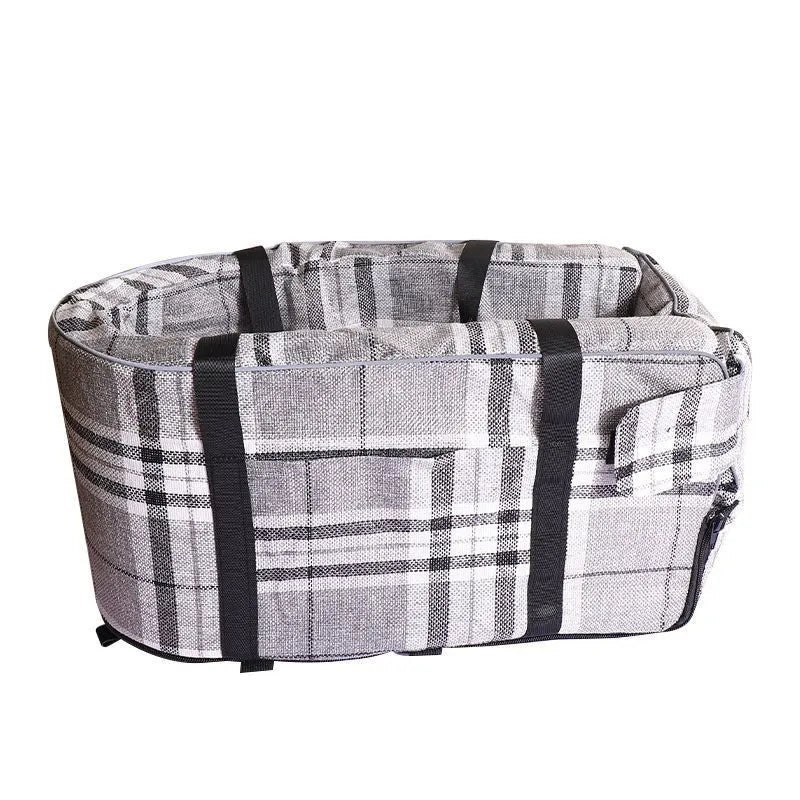 Blue outdoor cloth dog kennel with a removable roof, set up on grass.