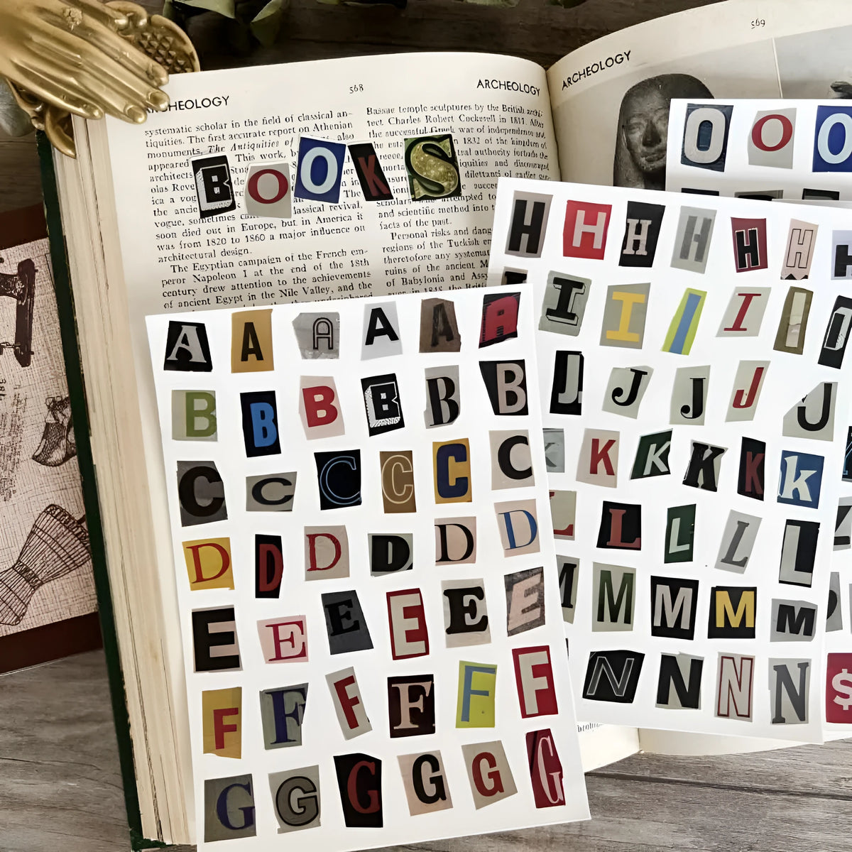 Set of cute-style printed English letter and weekly word decoration stickers for labelling and organisation.