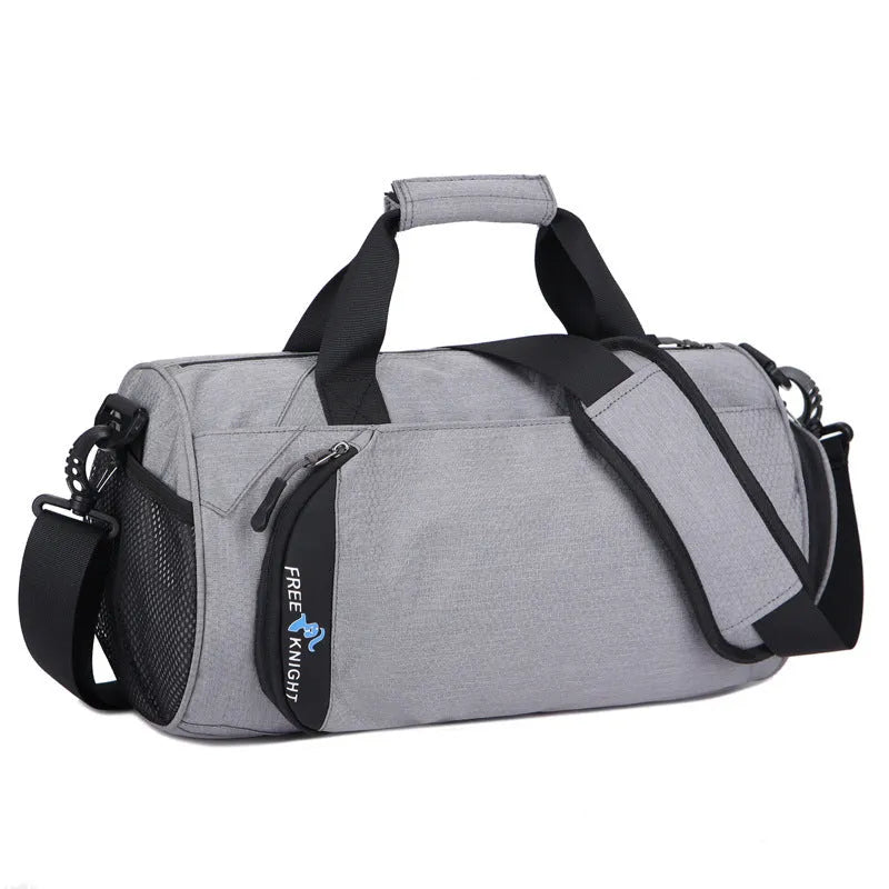 Large capacity nylon gym bag 49cm wide 20-35L holdall in green light grey or navy blue