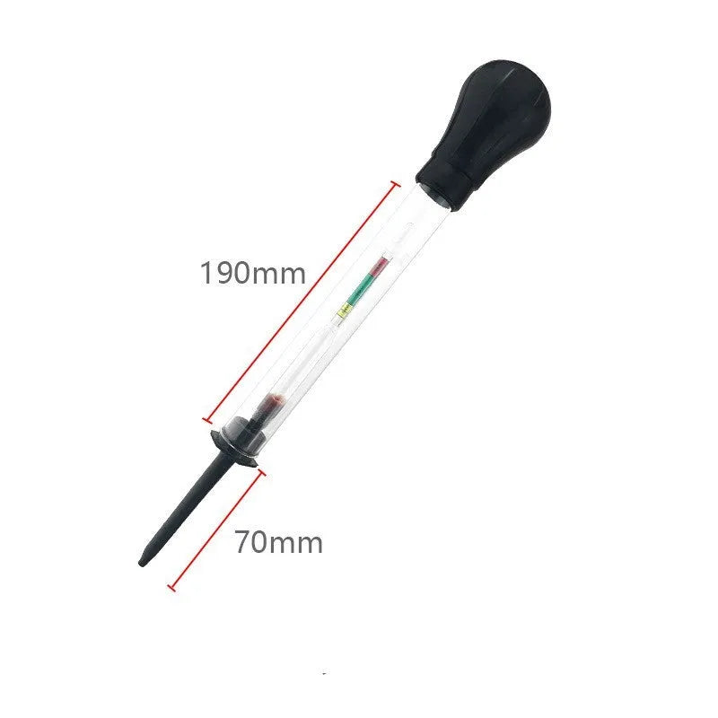 Red and black suction-type electrohydraulic hydrometer for battery electrolyte testing