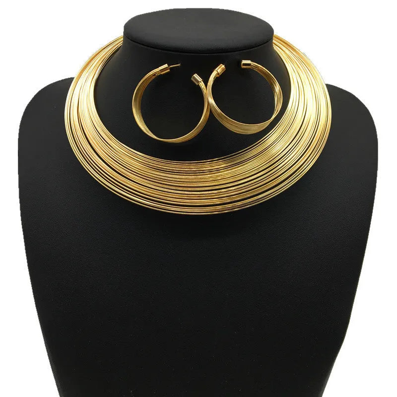 Nigeria bride necklace set in gold colour includes earrings necklace and hand accessories