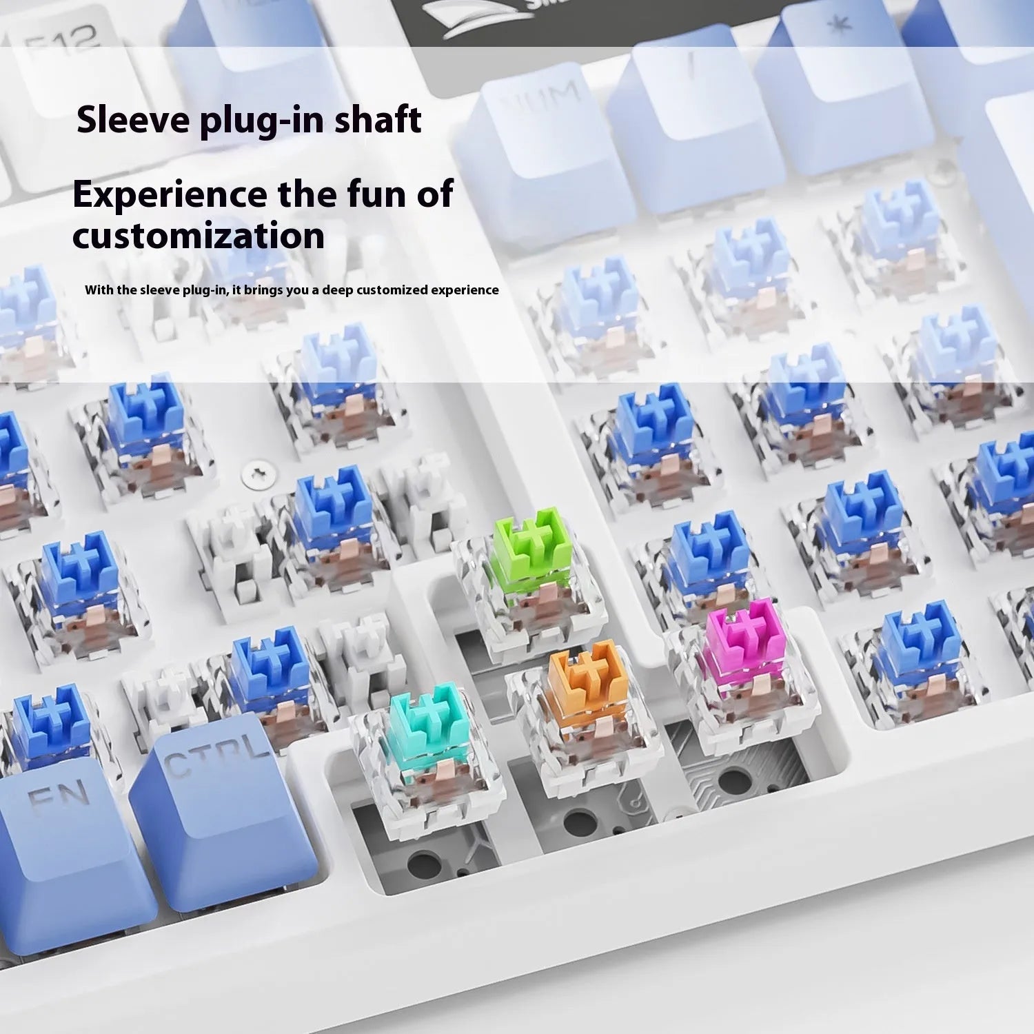 SK15 wired mechanical keyboard for gaming laptops in black, orange, or blue with mixed light green switches