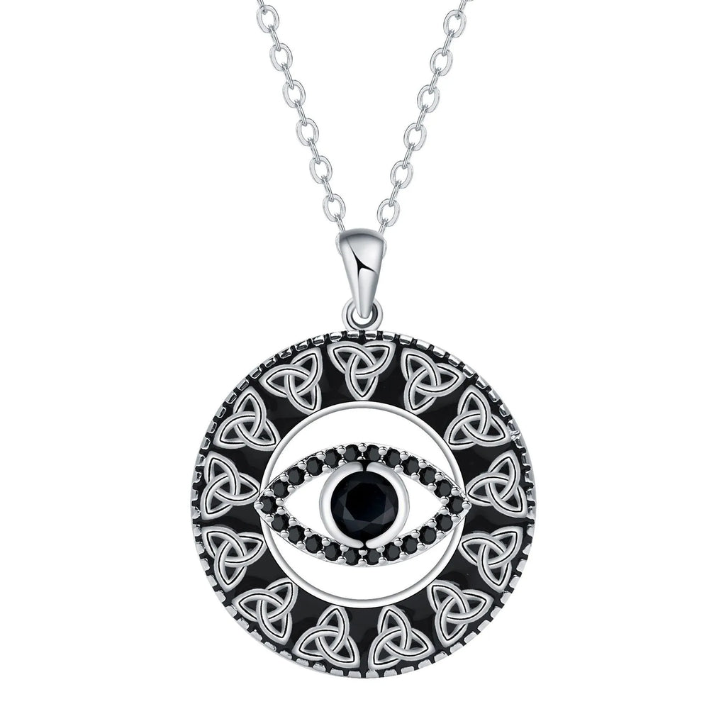 Devil's eye necklace with copper pendant and cross chain design for women