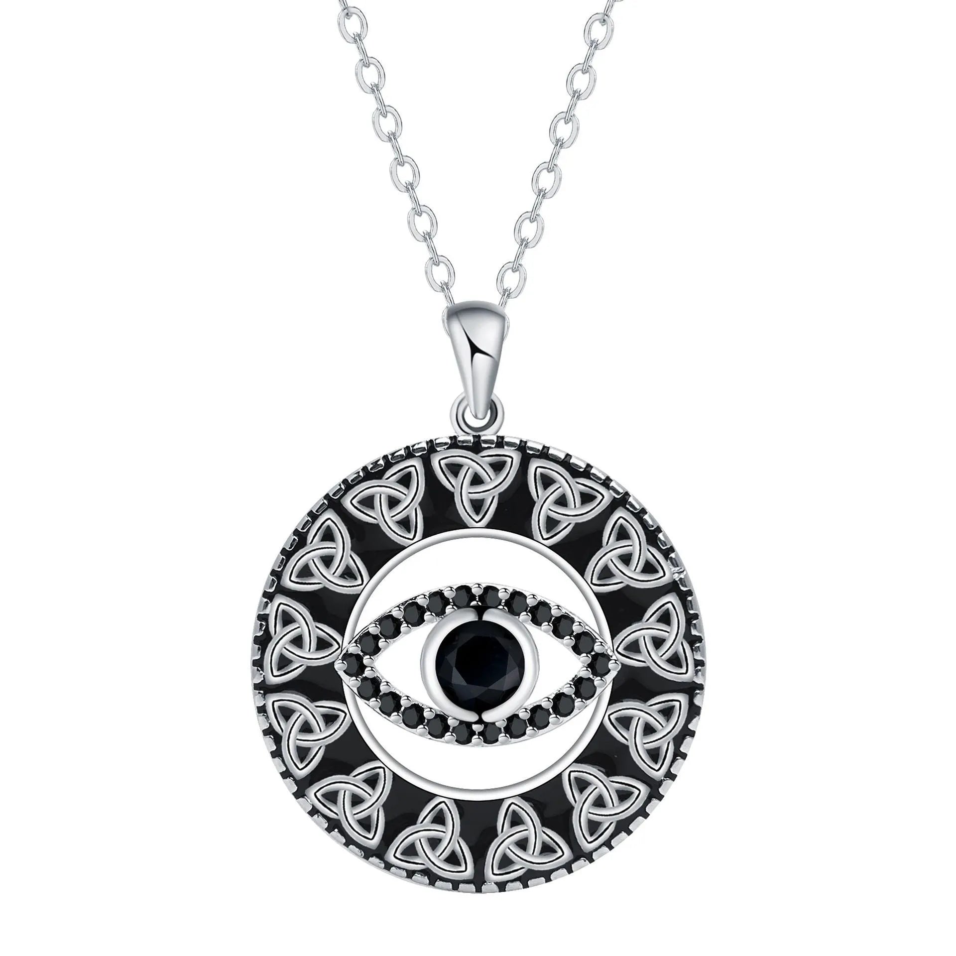 Devil's eye necklace with copper pendant and cross chain design for women