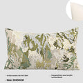 Antique green wool blended pillow with abstract spring flower pattern in French Chinese style