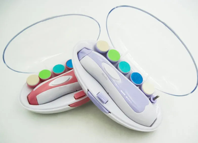 Ultra-quiet baby nail polisher with night light and four speed settings for infants and toddlers