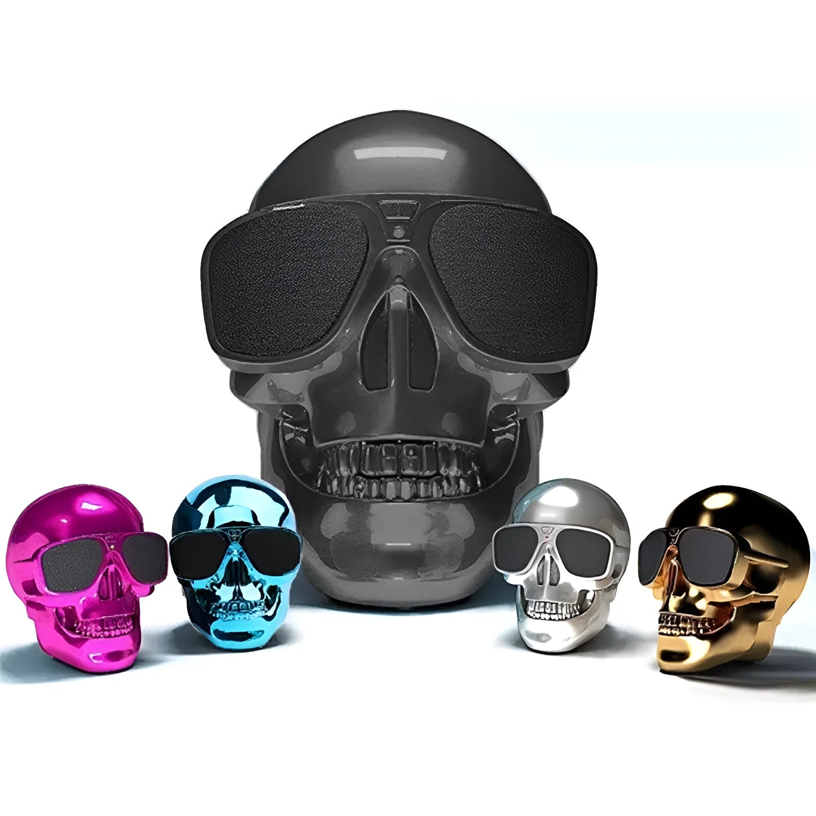 Skull-shaped wireless Bluetooth speaker in six colour options with 10-hour battery