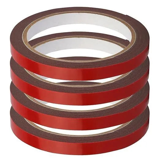 Four rolls of 10mm red double car spread black gelatin sponge tape, 3m each, PE substrate oil adhesive.