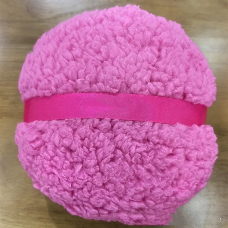 Oversized plush powder puff 150x75mm in pink white skin colour options