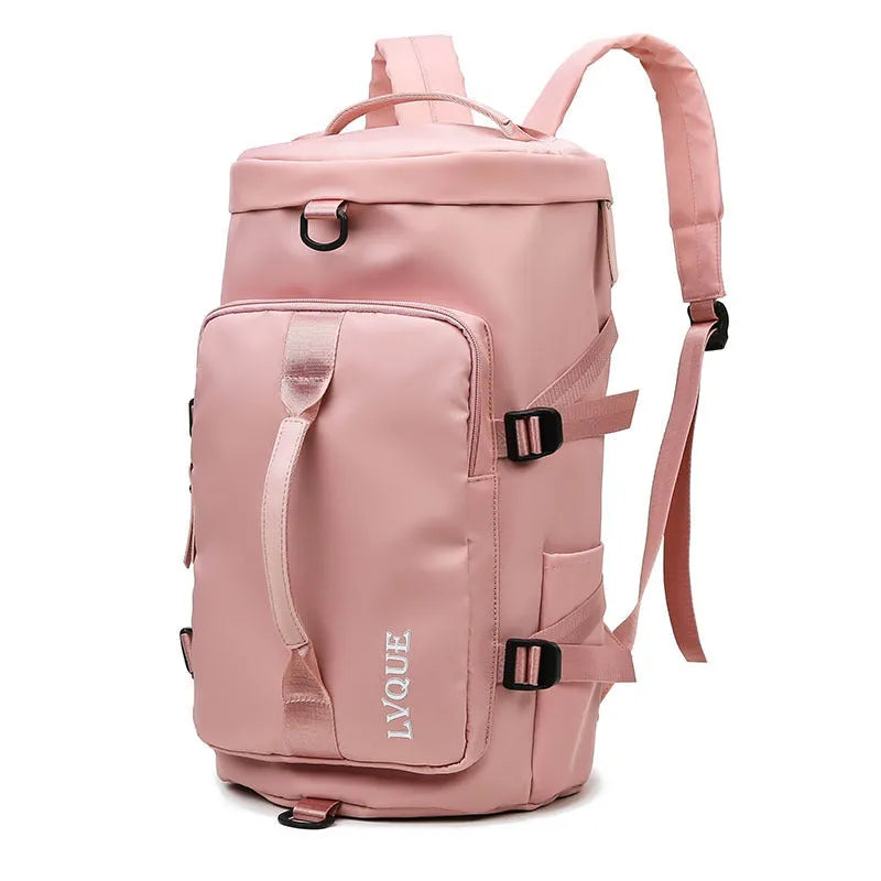 Black waterproof 3-in-1 convertible gym backpack with shoe compartment and combination lock