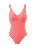 One-piece cover belly swimsuit in black, sleeveless polyester, sizes S-XXL