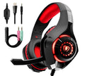 Beexcellent GM-1 stereo gaming headset with mic, LED light and braided cord in blue or red