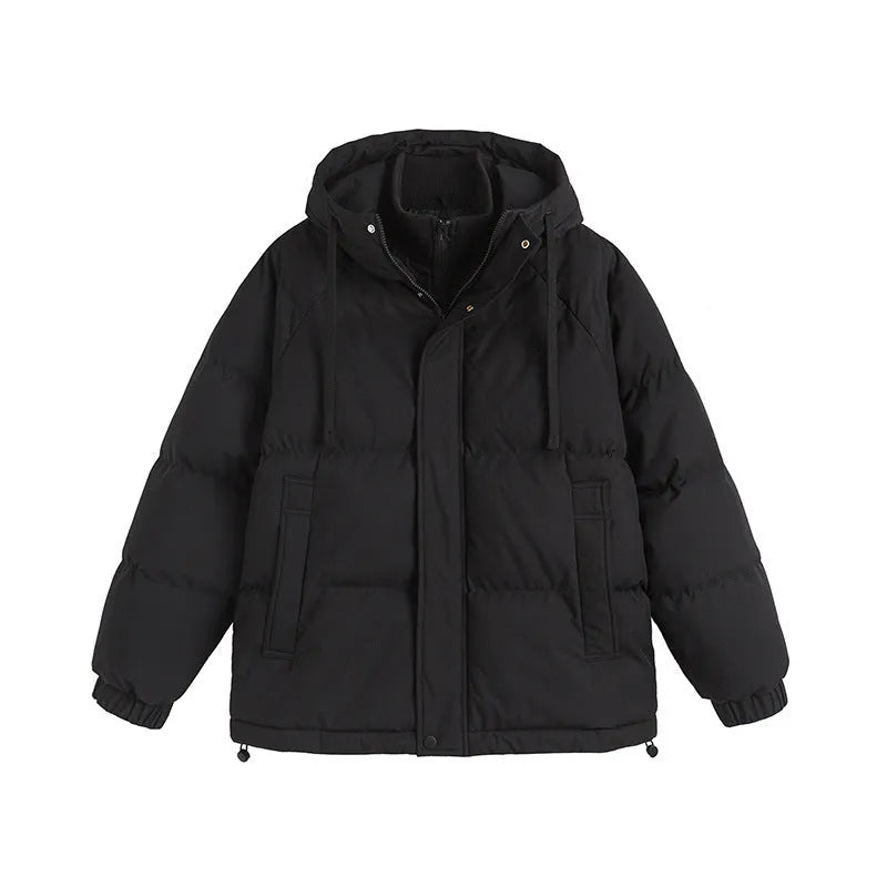 Loose fit padded winter jacket in a solid colour with side seam pockets.