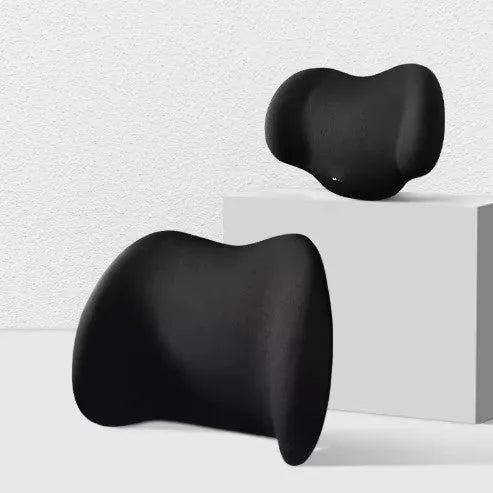 Memory foam car headrest and back support cushion set in black, green, grey or pink
