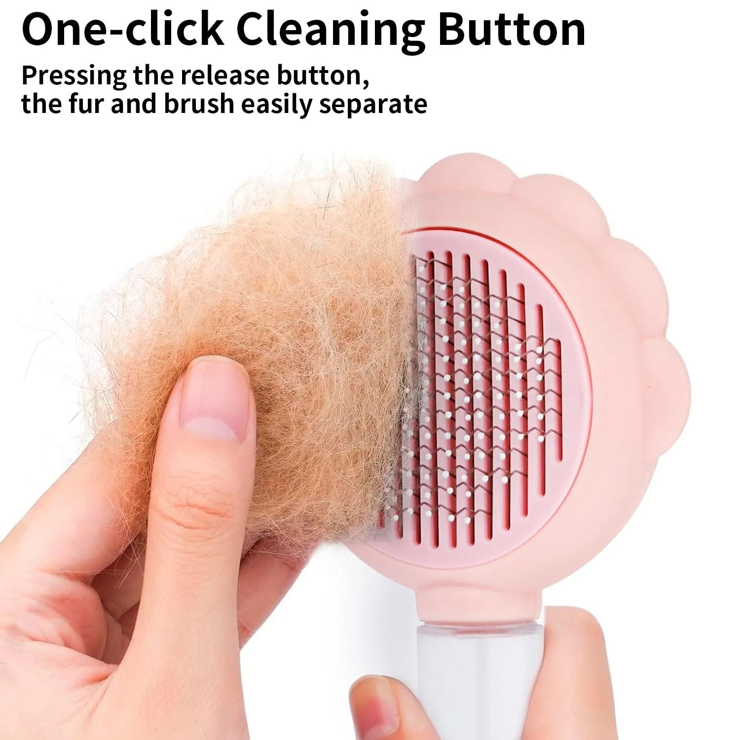 Grey spray cat brush with release button and water spray function on a white background
