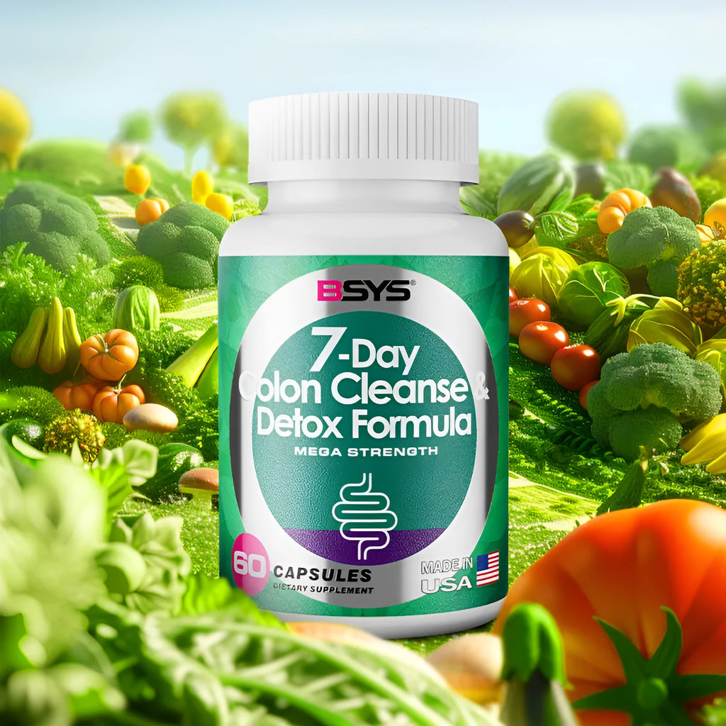 7 day colon cleanse and detox formula bottle containing 60 capsules for short-term colon support