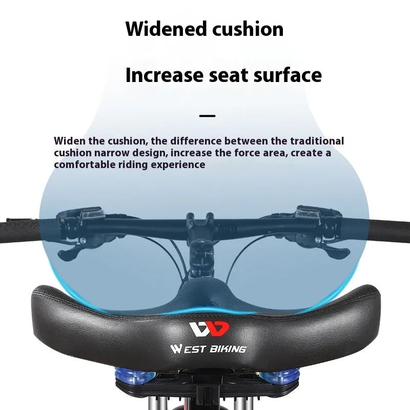 Black leather bicycle saddle cushion with polyurethane foam padding shown on a bicycle seat