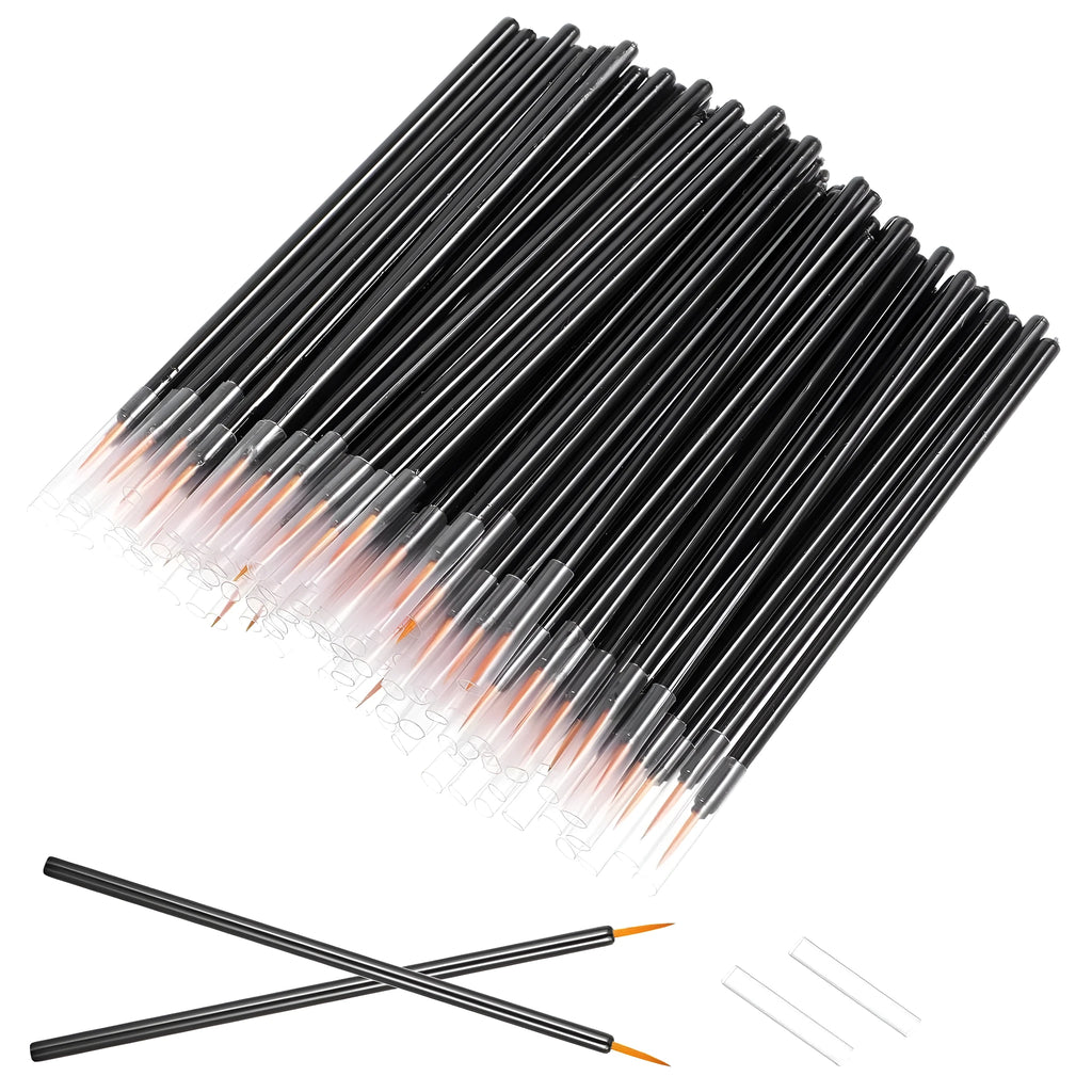 Pack of 100 disposable ultra-fine tip eyeliner brushes with protective plastic sleeves