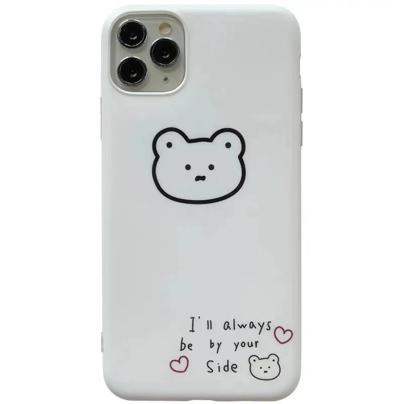 Soft silicone iPhone case with Korean bear cartoon design for Apple 11 Pro Max, XS Max, and XR models