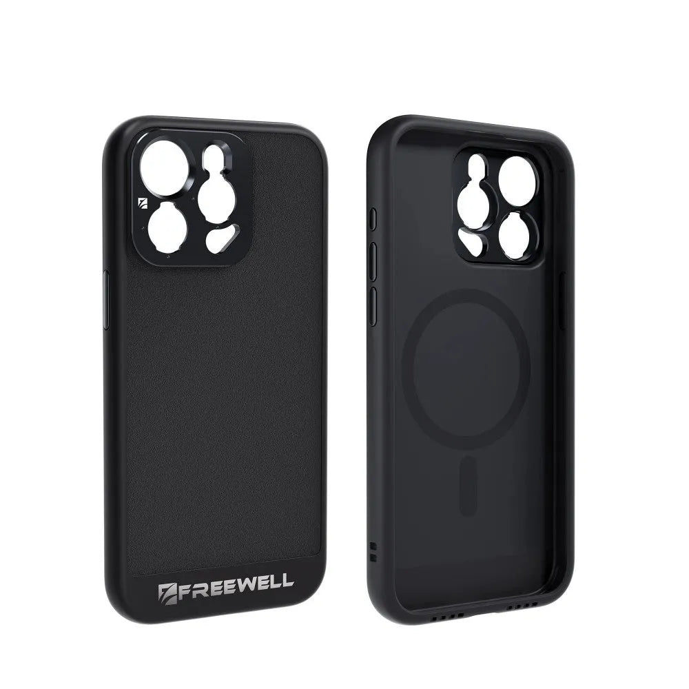 Black phone case compatible with iPhone 13 Pro through 15 Pro Max models
