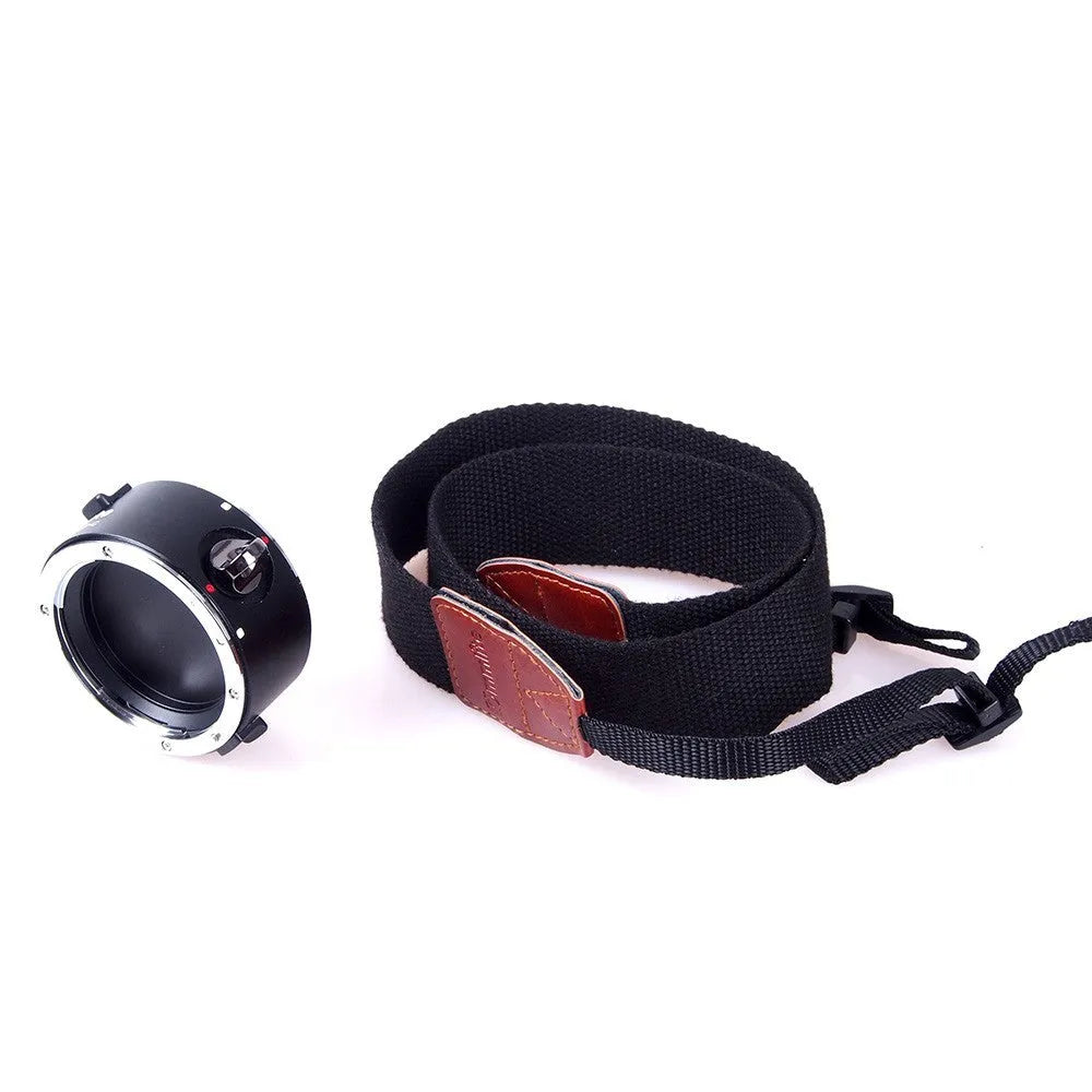 Aluminium alloy camera lens flipper dual holder system with stainless steel buckle and cotton strap