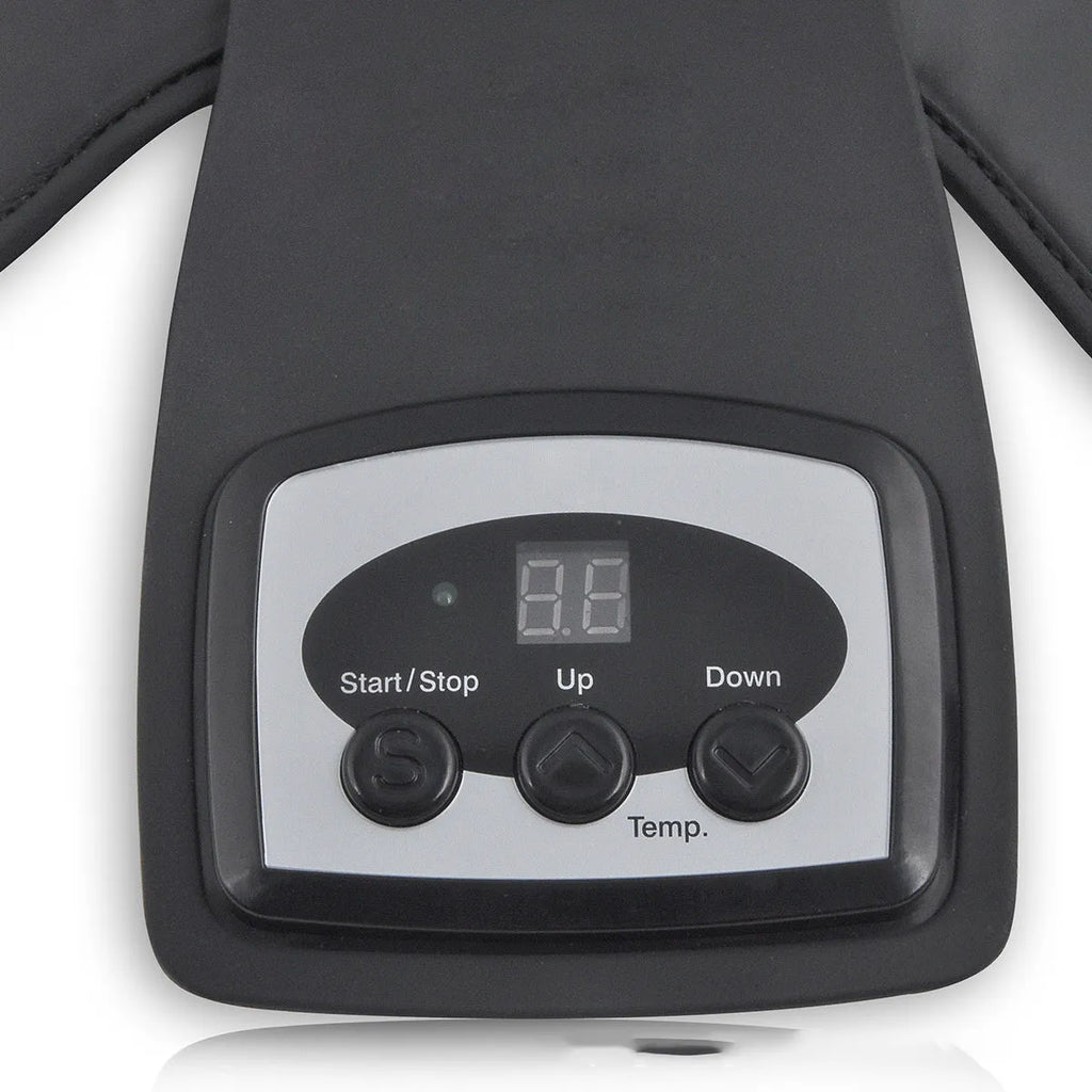 Infrared knee massager with adjustable temperature control showing knee pads and shoulder pads