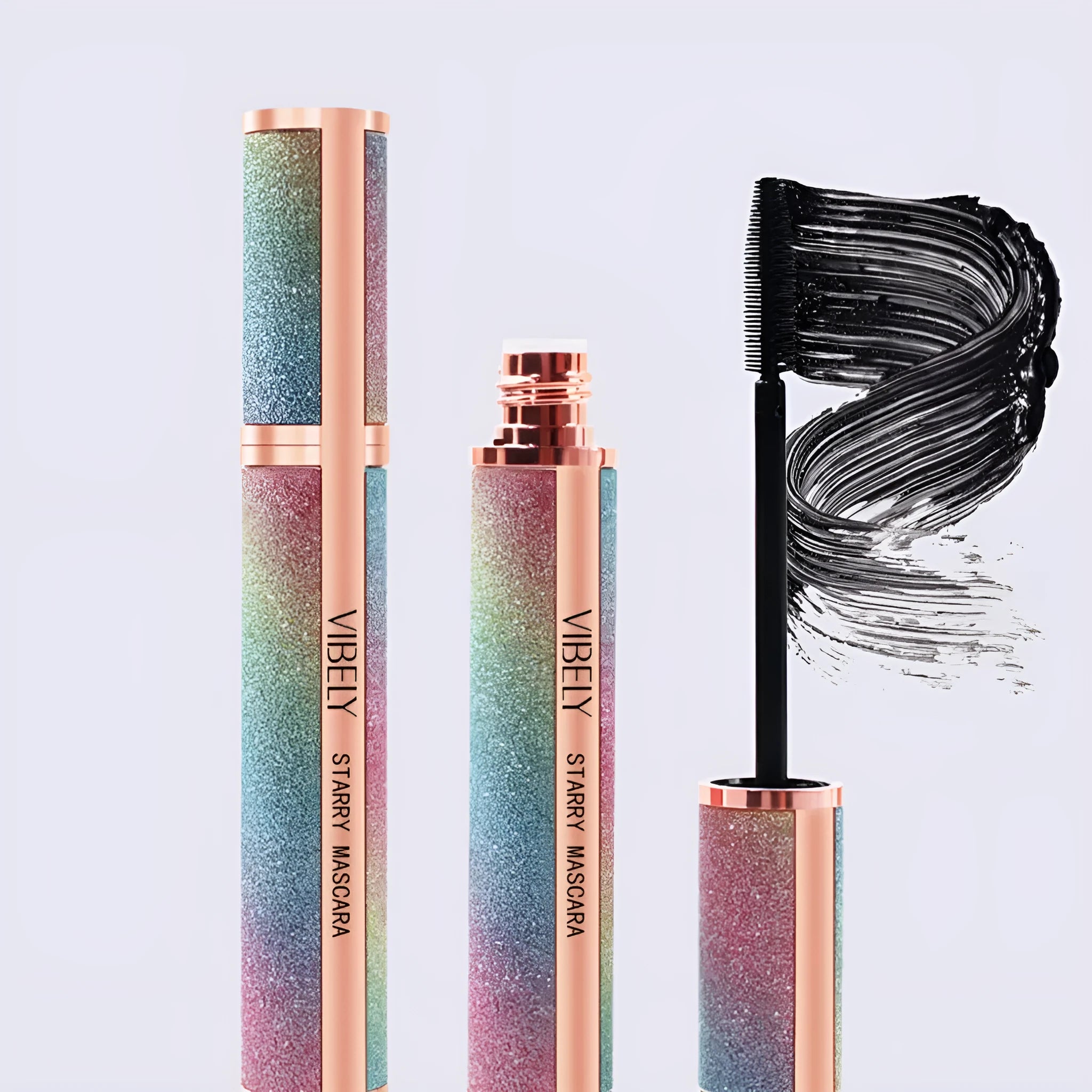 Black 4D waterproof curling mascara with lengthening and thickening properties