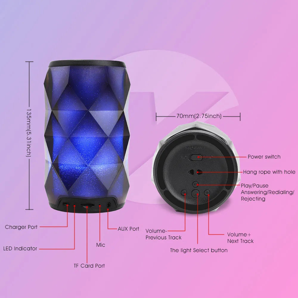 Black crystal cut Coke can shaped lantern Bluetooth speaker with colourful starry sky lighting effect