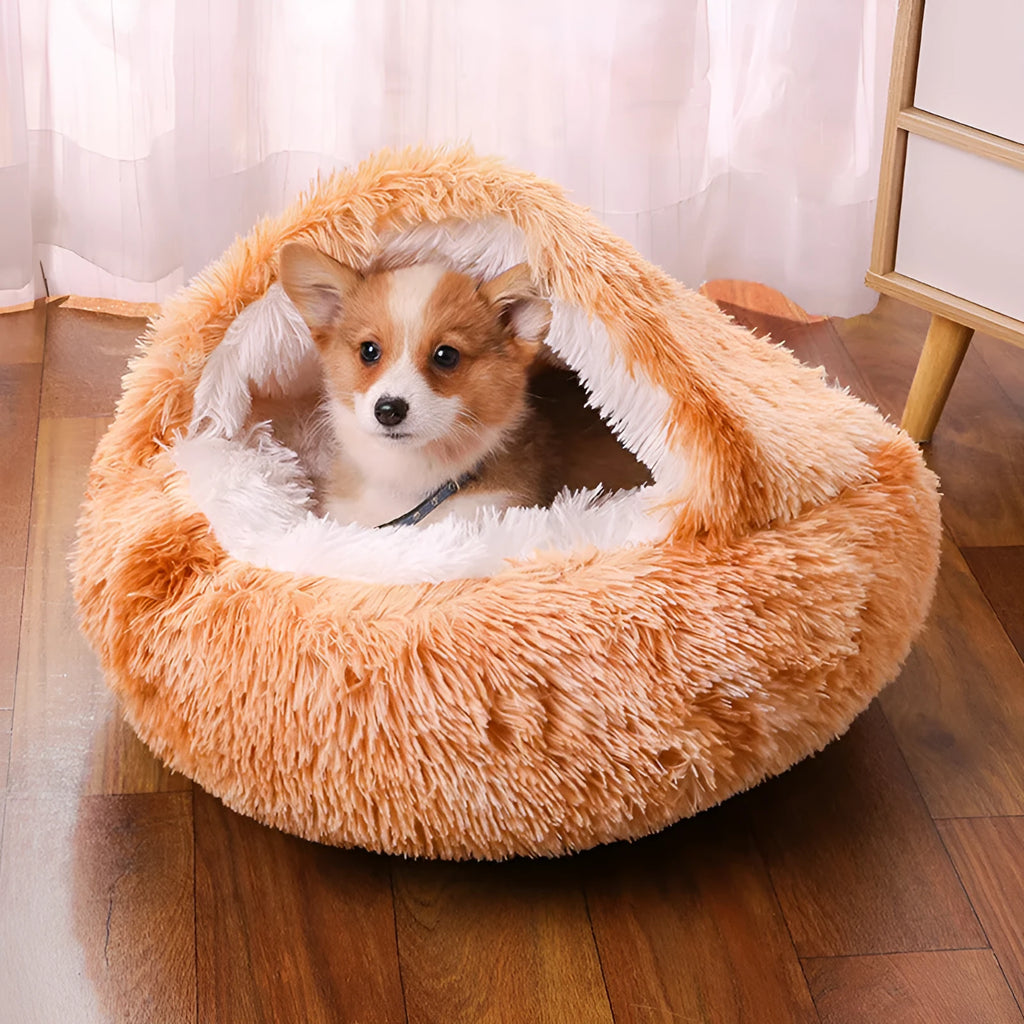 Waterproof dog kennel with semi-surrounded design and warm room in gradient grey colour