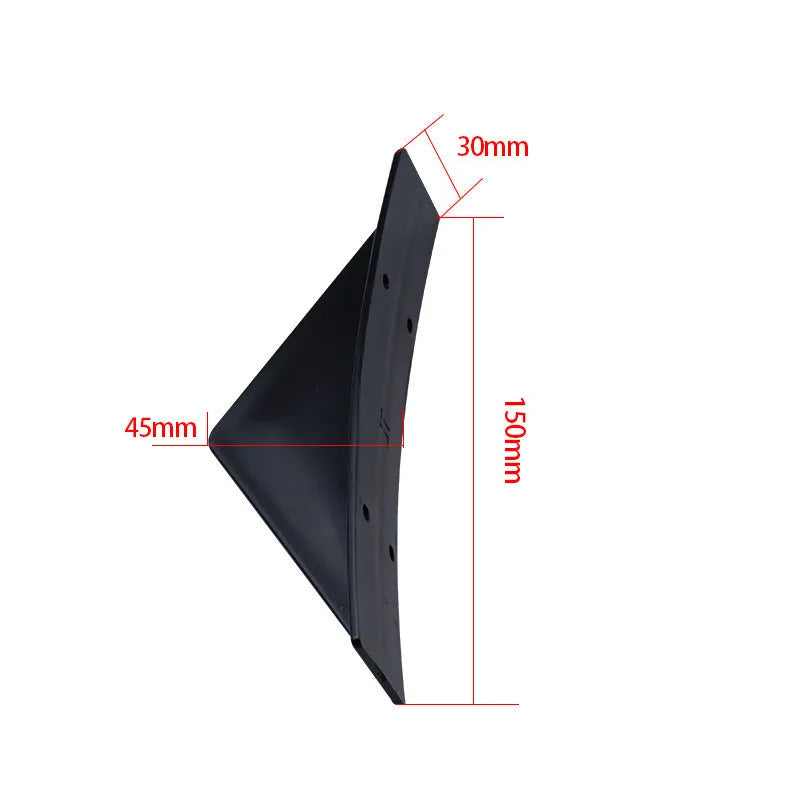 Black triangle rear spoiler chassis measuring 15cm with screw and adhesive fitting kit for General Motors vehicles