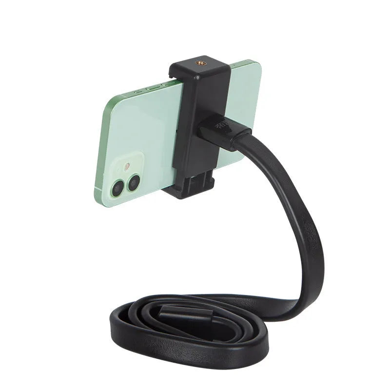 Flexible adjustable hose phone holder with silicone ABS aluminium construction for live broadcast mounting