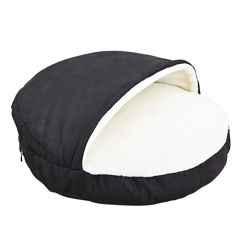 Brown removable cloth dog kennel bed shown next to a grey one, both soft-sided indoor crates for dogs.