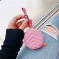 Wallet-style Bluetooth headset protective case with zipper and imitation leather finish in green, pink, red, purple, or black.