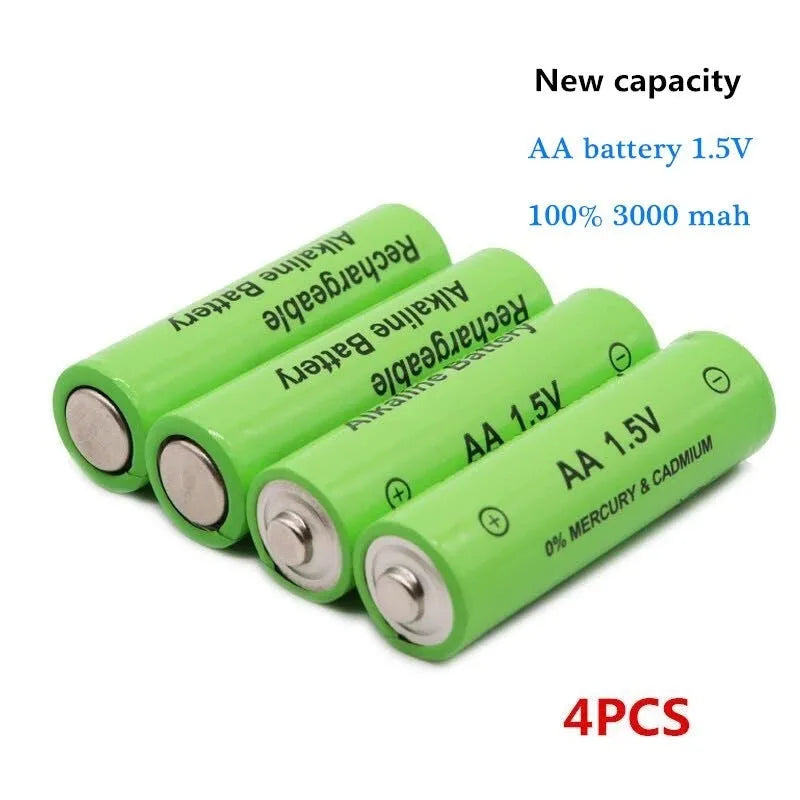 Rechargeable alkaline AA battery with 3000mAh capacity and industrial-grade construction
