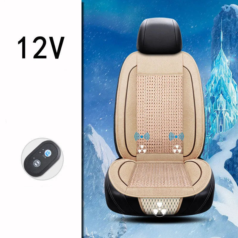 Black car ventilation seat cushion with air circulation system measuring 60x60cm