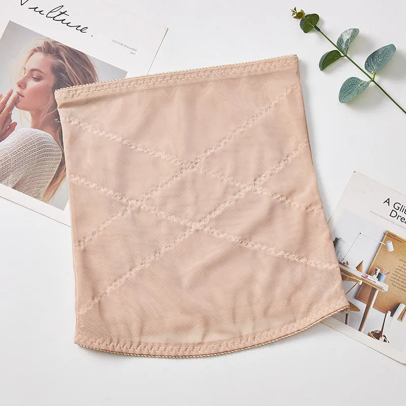 Mesh belly band body sculpting strap in black or skin colour for postpartum waist trimming