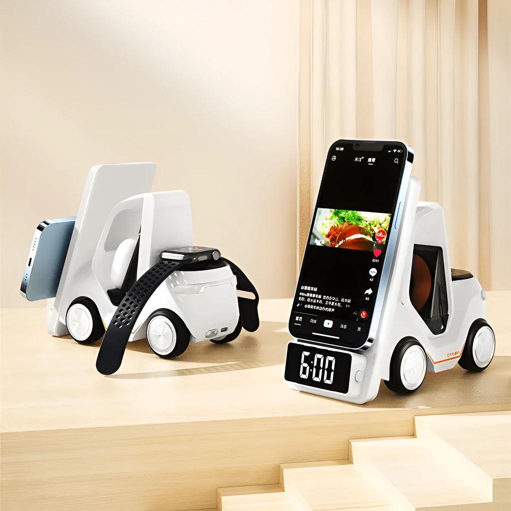 Wireless charging bracket with 15W fast charging in grey, orange, white and yellow colours