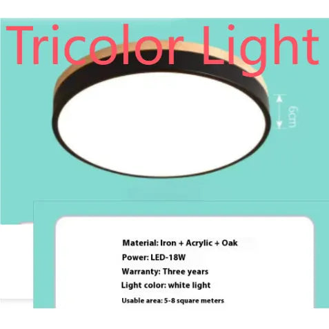 Round wooden ceiling lamp in modern simple style with 60cm diameter and black light source option
