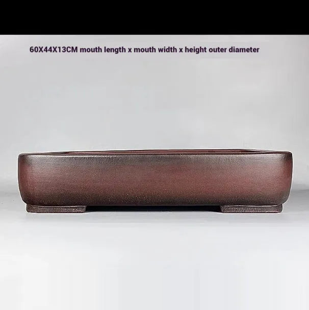 Handmade antique rectangular purple clay flower pot for indoor plants