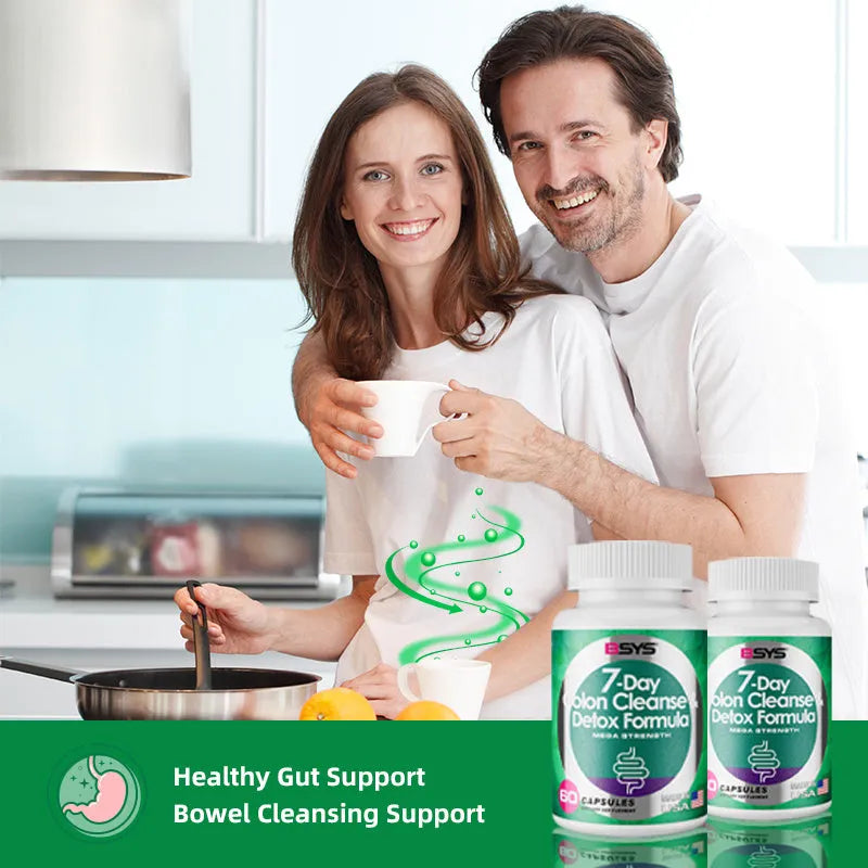 7 day colon cleanse and detox formula bottle containing 60 capsules for short-term colon support