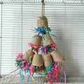 Paper cup palm weaving parrot chewing toy with 38cm hanging height