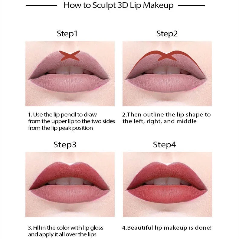 Matte lip liner pencil with 24-hour wear and cup transfer resistance in 14 shade options