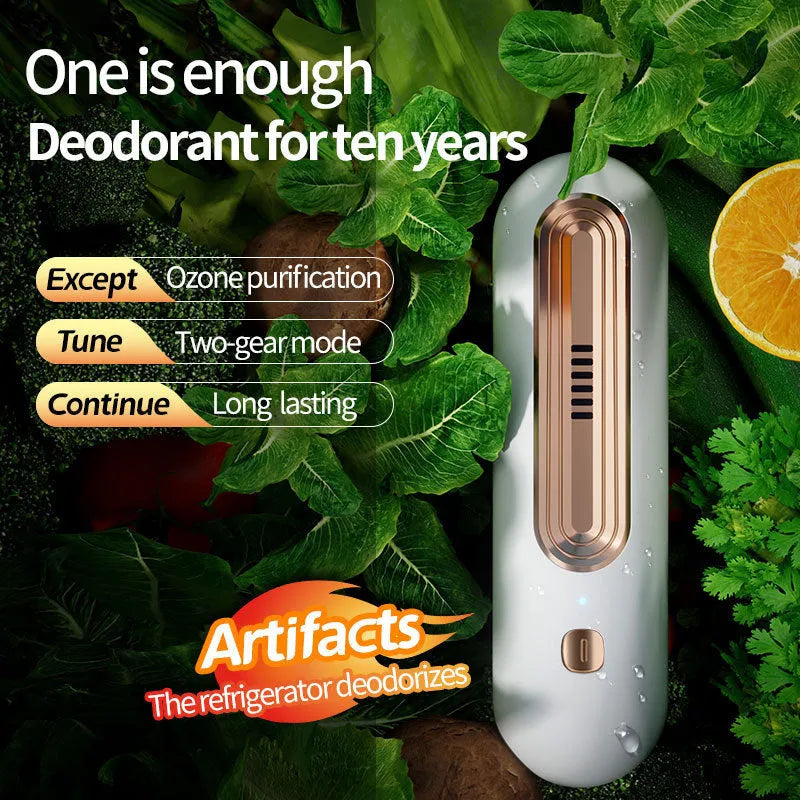 USB air purifier and refrigerator deodorizer in gold, silver, or purple, for spaces under 10 sq m.