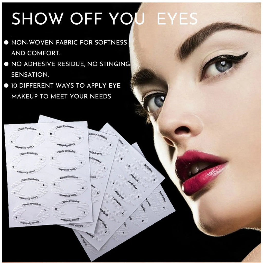 Set of four reusable eyeliner sticker makeup templates for wings and cat-eye designs