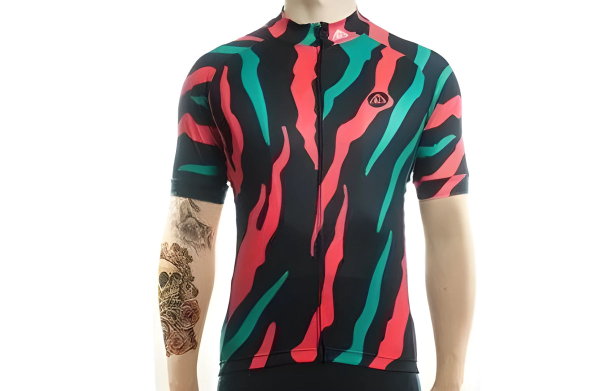 Ripped cycling jersey with full-length zipper and reinforced pockets, XS-XXXL