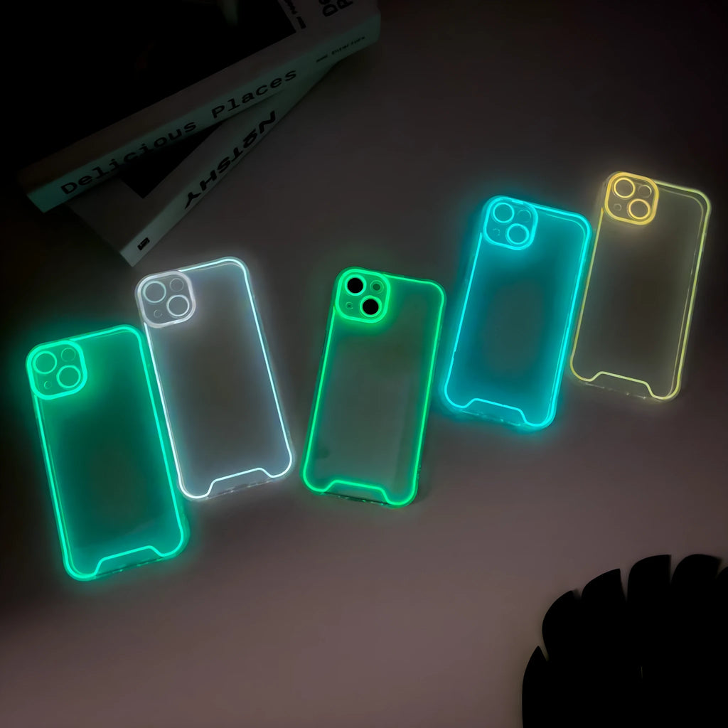 Glow in the dark Christmas theme TPU soft shell phone case for Apple iPhone on green background