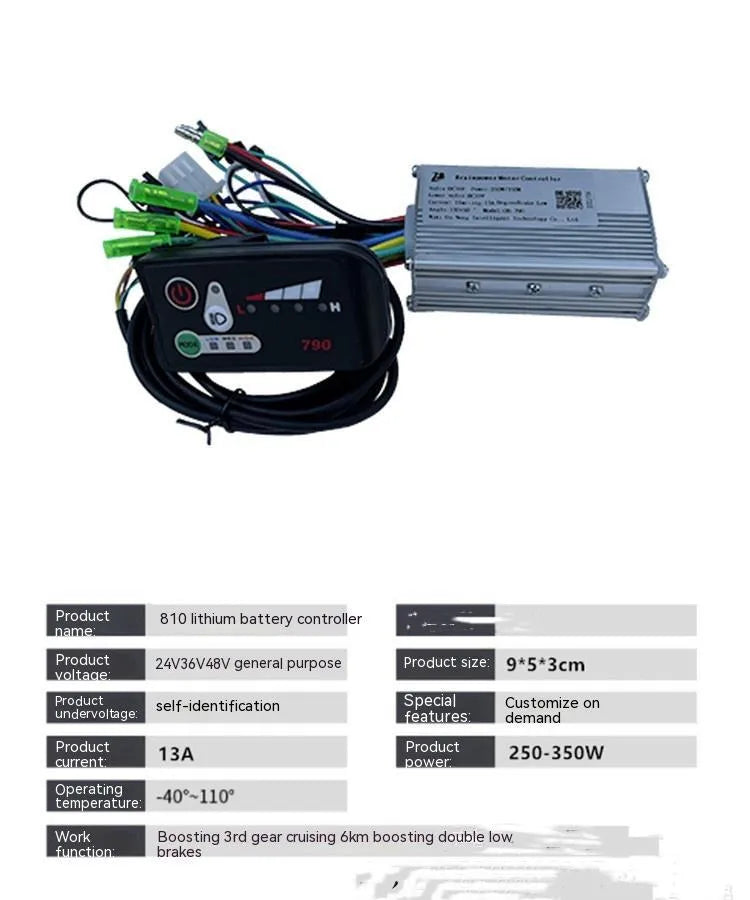 6-tube electric bicycle scooter controller for 250-350W motors measuring 9x5x3cm