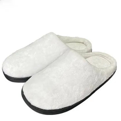 Printed pattern cotton slippers showing upper design detail on flannel and polyester materials