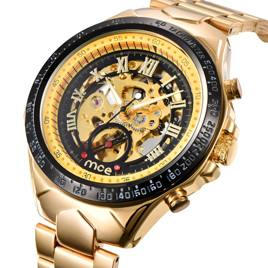 MCE men's mechanical watch with explosion-proof case in multiple colour options