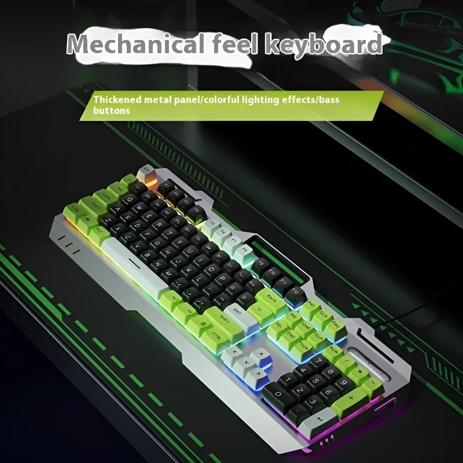Wired mechanical feeling numeric keypad with thickened metal panel and rainbow lighting, USB connection